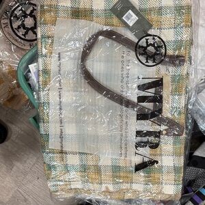 Myra Bag Plaid Tote - Green, Brown, Cream weekender bag